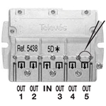 Fördelare, Ref: 5438 Smart F-typ, 5-vägs, 9,5 dB, dc 5-2400